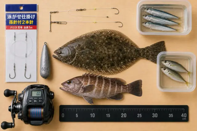 泳がせ五目・ヒラメ船（活き餌）